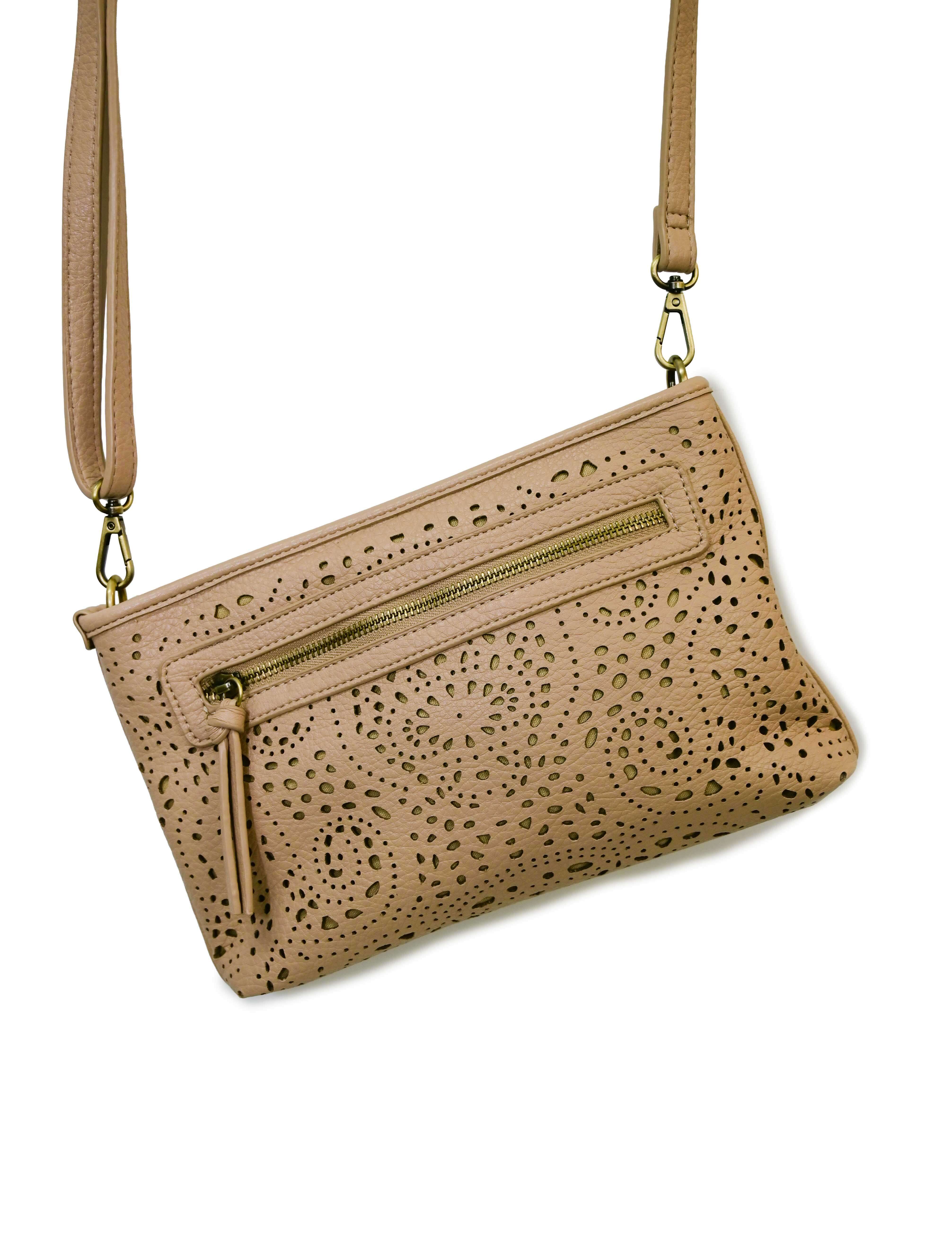 Lazer Cut Eyelet Quinn Convertible Crossbody Clutch