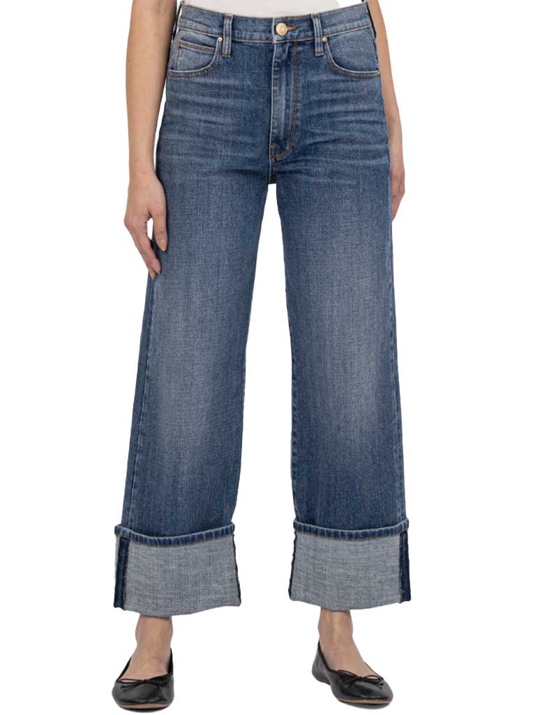 Kut From The Kloth Sienna High Rise Wide Leg Roll Up Jeans