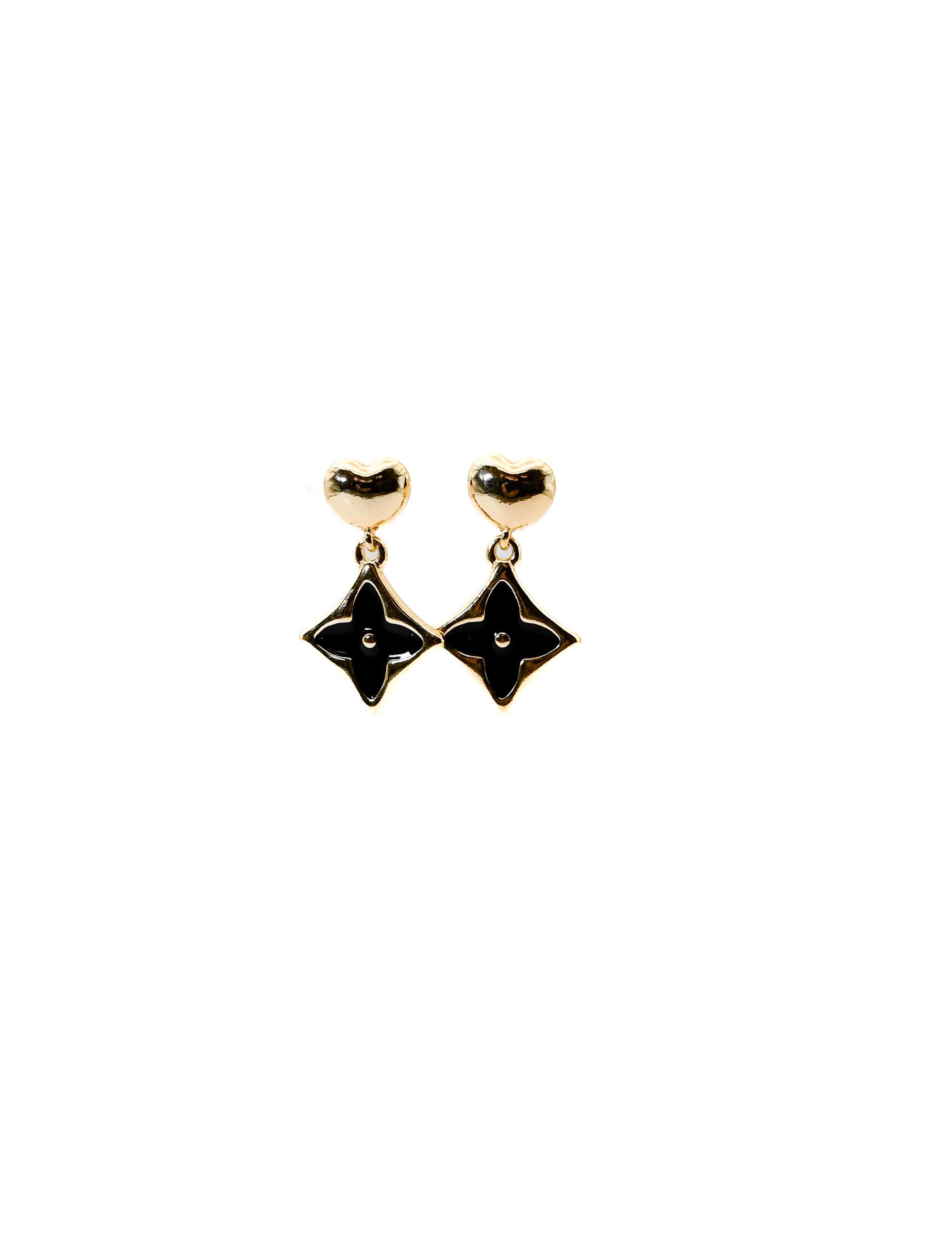 Heart Post Earring with Clover Dangle