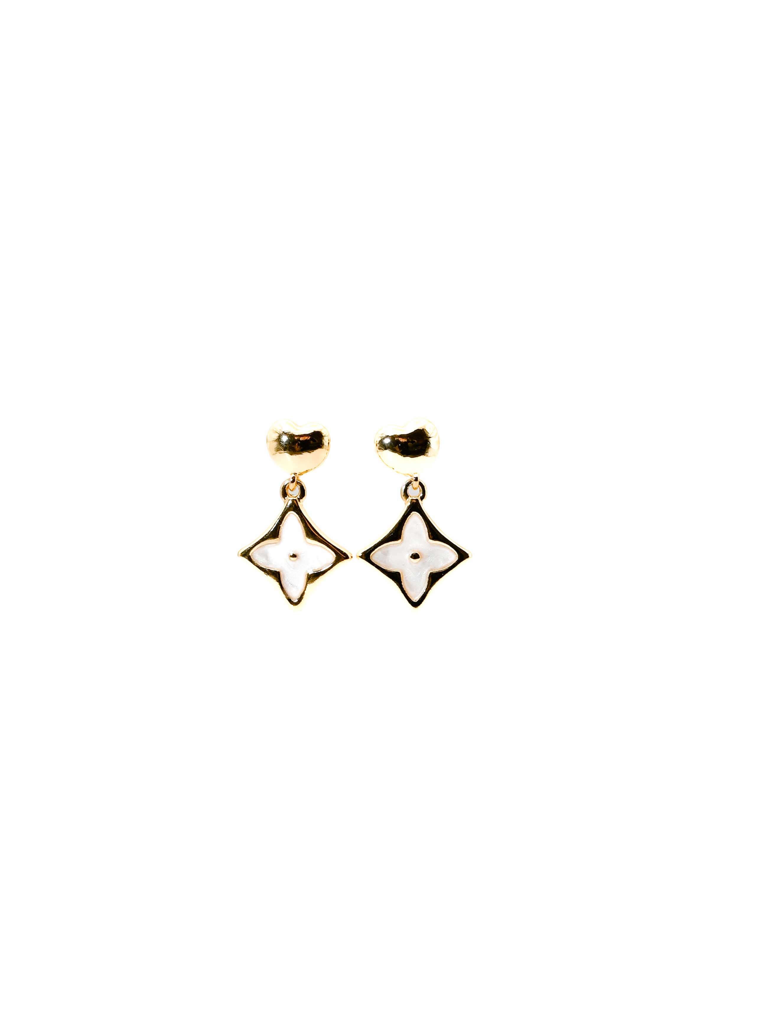 Heart Post Earring with Clover Dangle