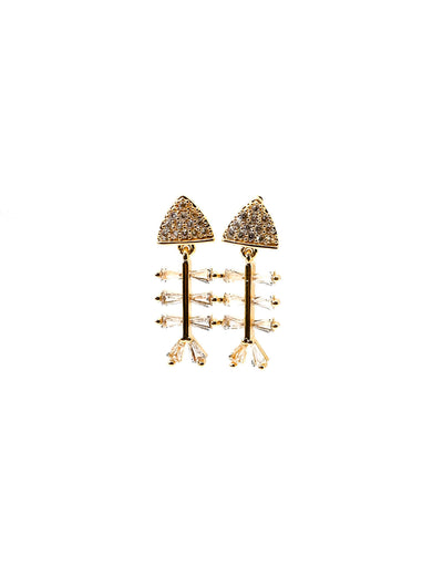 Fish Bone Pave CZ Post Earrings