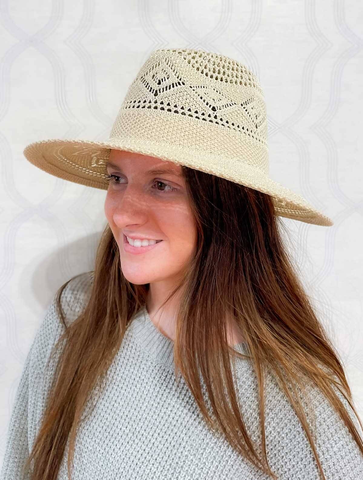Straw Panama Hat in Ivory