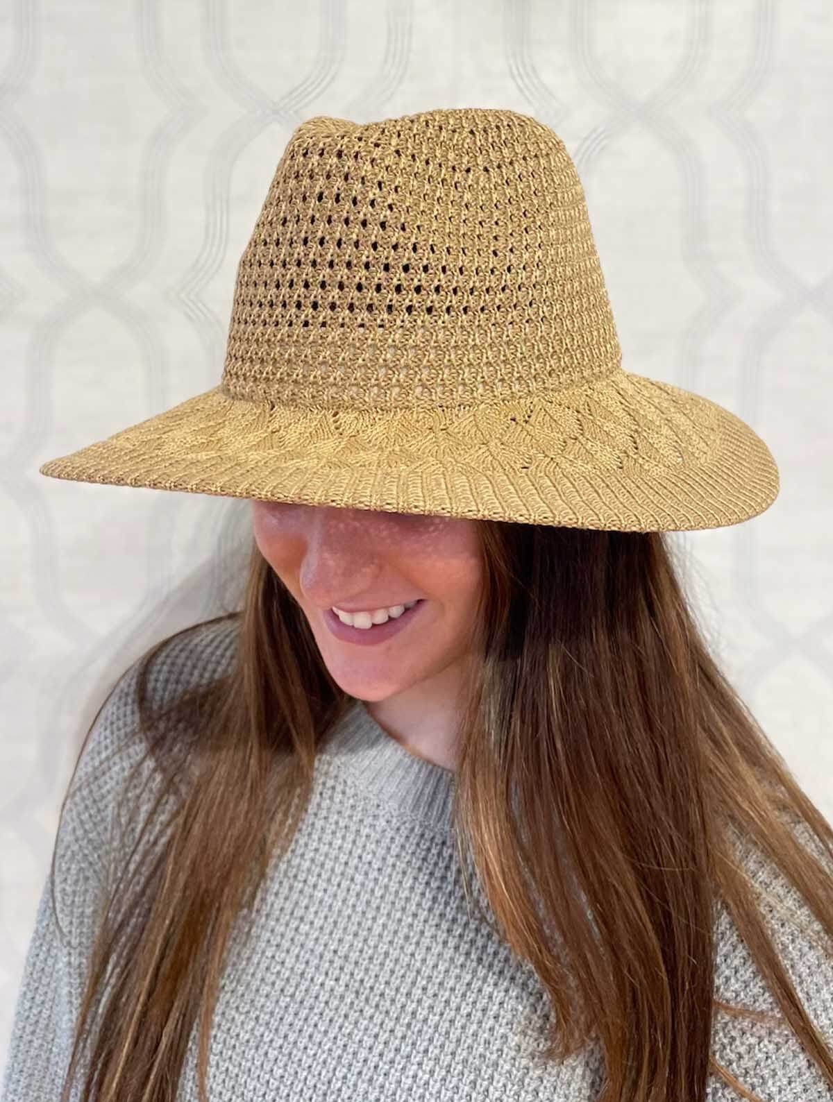 Straw Panama Hat in Camel