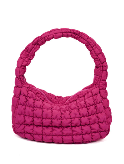 Large Quilted Nylon Bag in Fuchsia