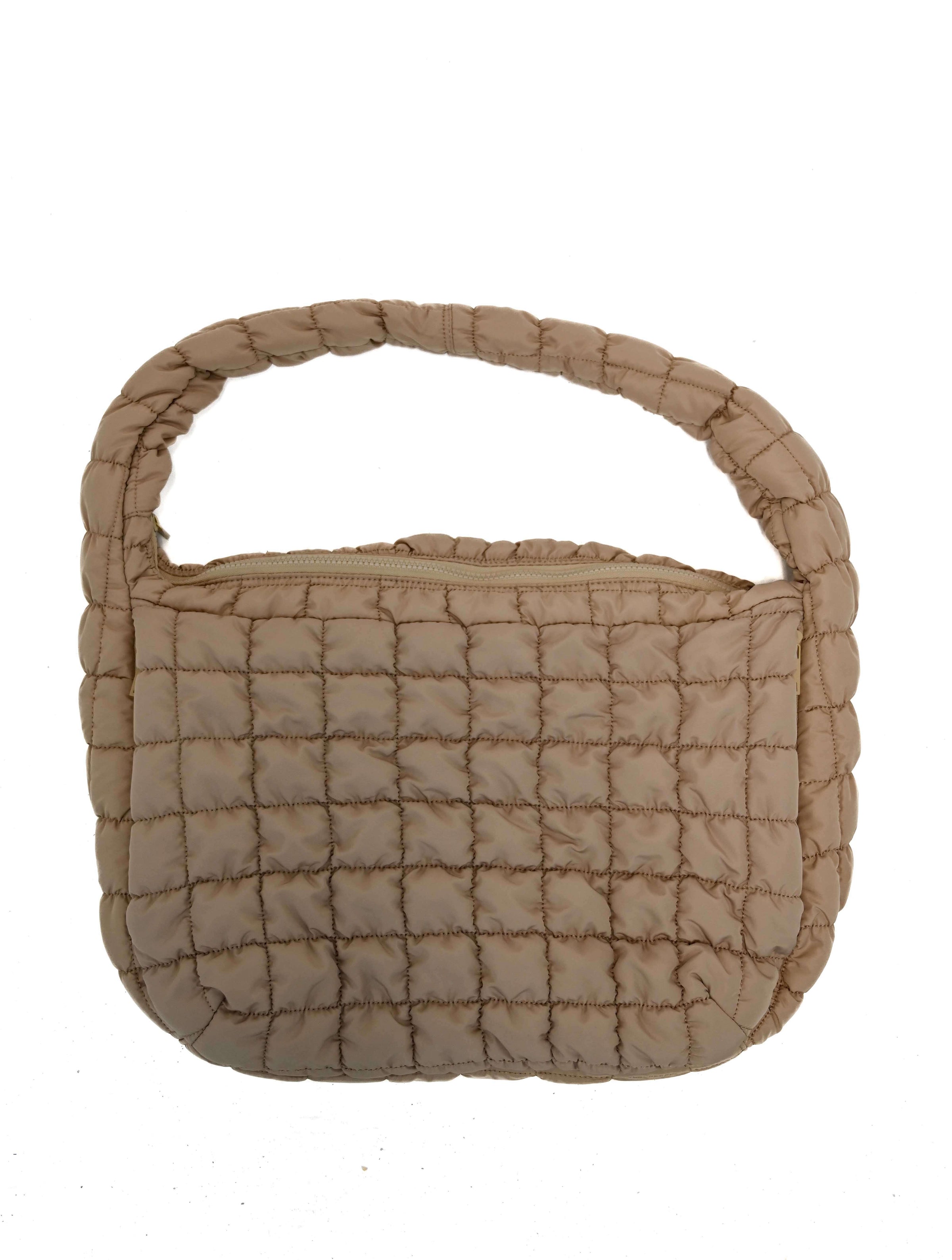 Large Quilted Nylon Bag in Beige