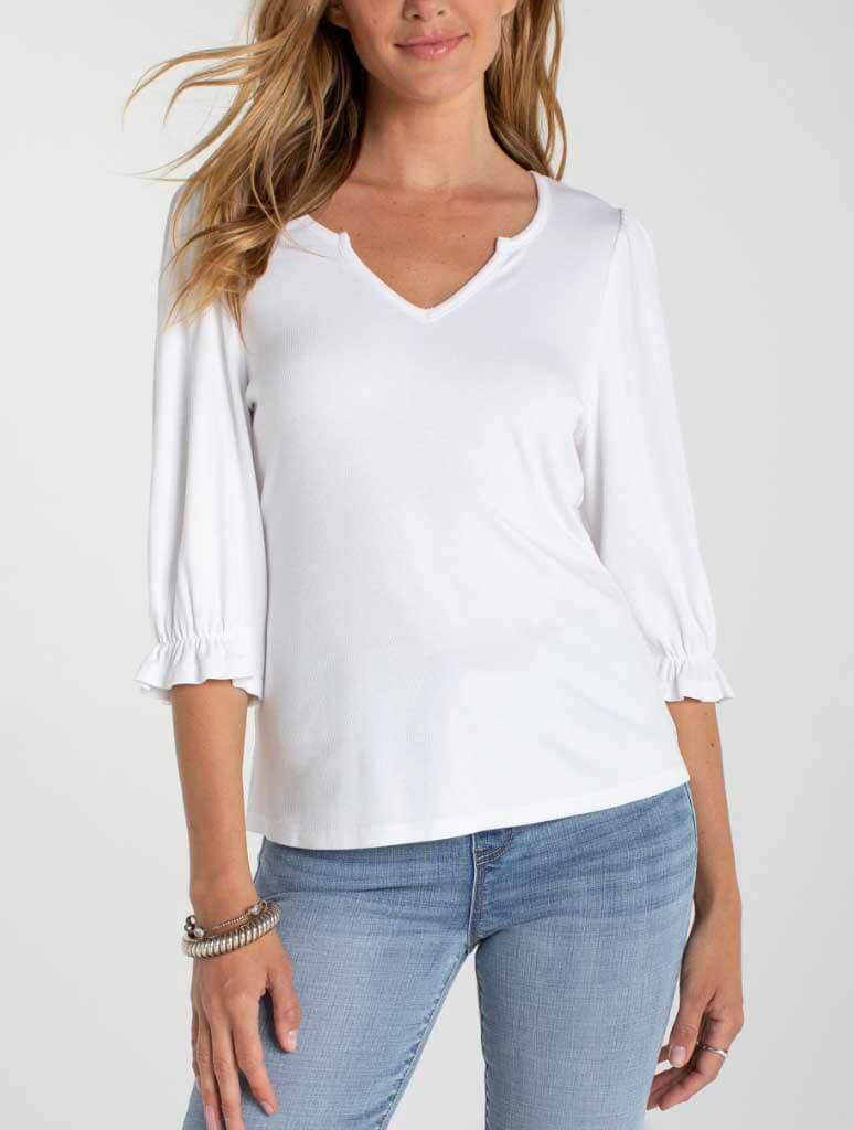 Liverpool Elbow Sleeve Notch Knit Tee