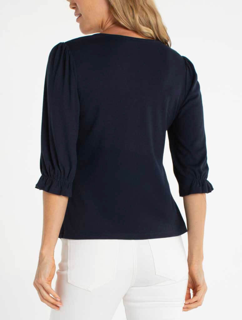 Liverpool Elbow Sleeve Notch Knit Tee