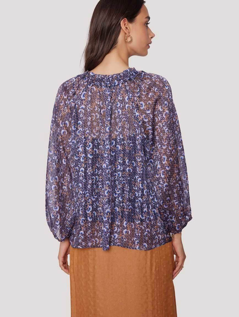 Water Lily Top in Purple Floral