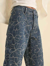 Floral Stitch Pattern Jeans