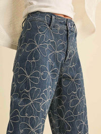 Floral Stitch Pattern Jeans