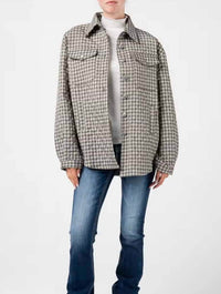 Plaid Button Down Jacket in Green Multi
