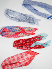 Polka Dot Stripes Blue Floral Square Scarf Bandana