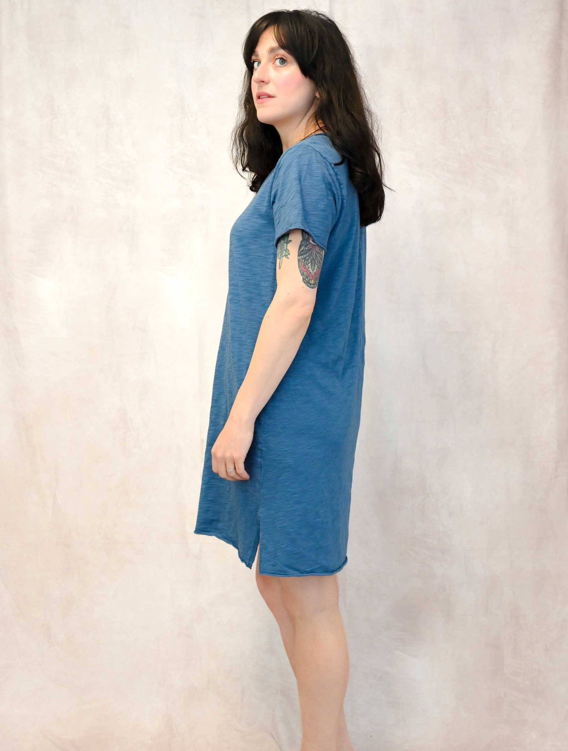 Longer Short Sleeve V-Neck Tee Dress