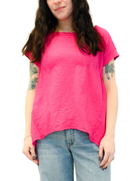 Uneven Hem Short Sleeve Dolman Top