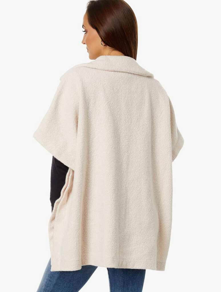 Shawl Neck Poncho W/ Patch Pockets