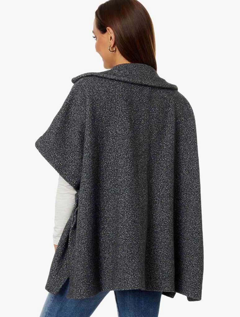 Shawl Neck Poncho W/ Patch Pockets