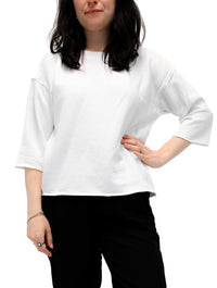 Elbow Sleeve Boxy Sweatshirt in White