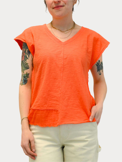 Short Dolman Sleeve Mix Media Top