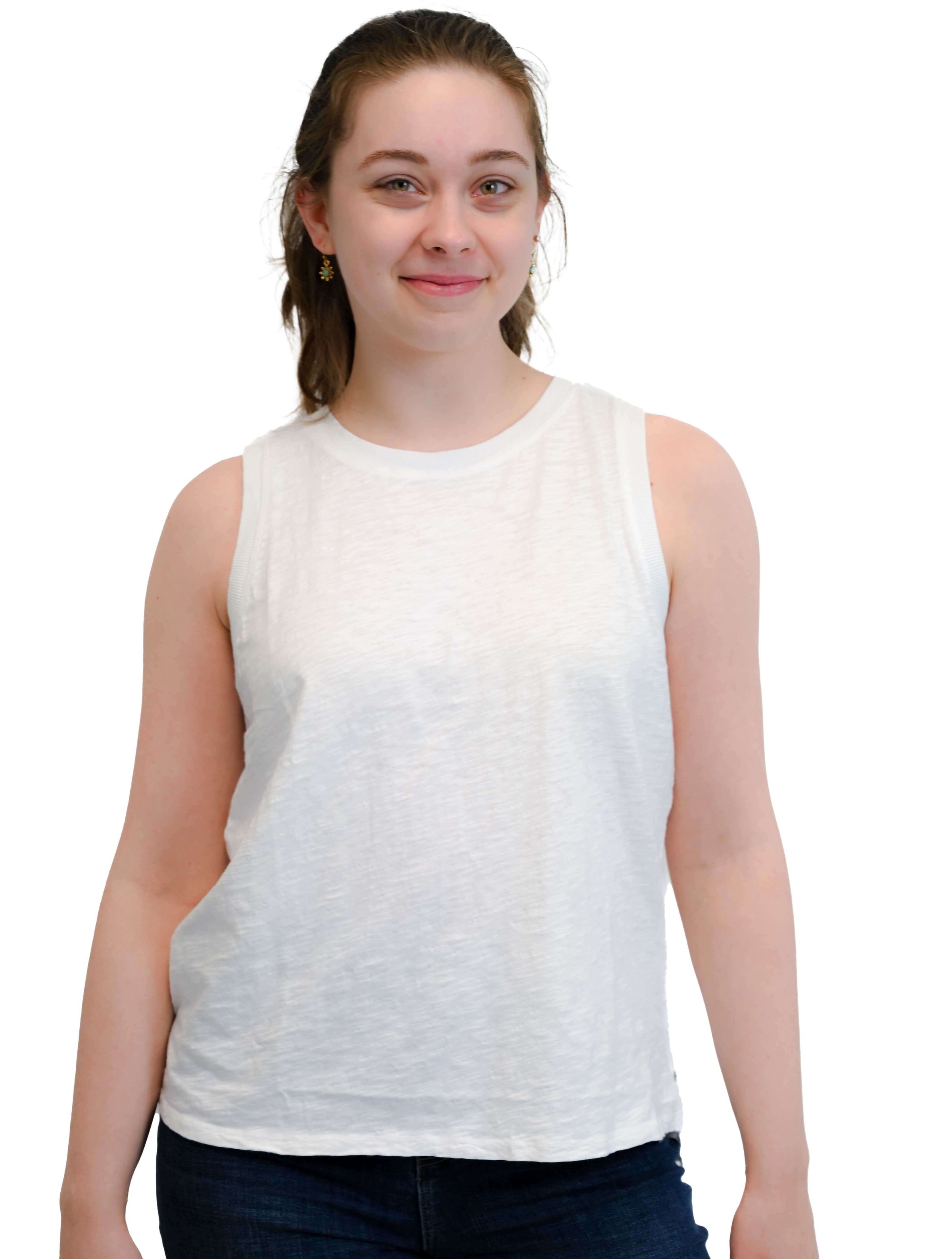 Ribbed Mixed Long Tank in White
