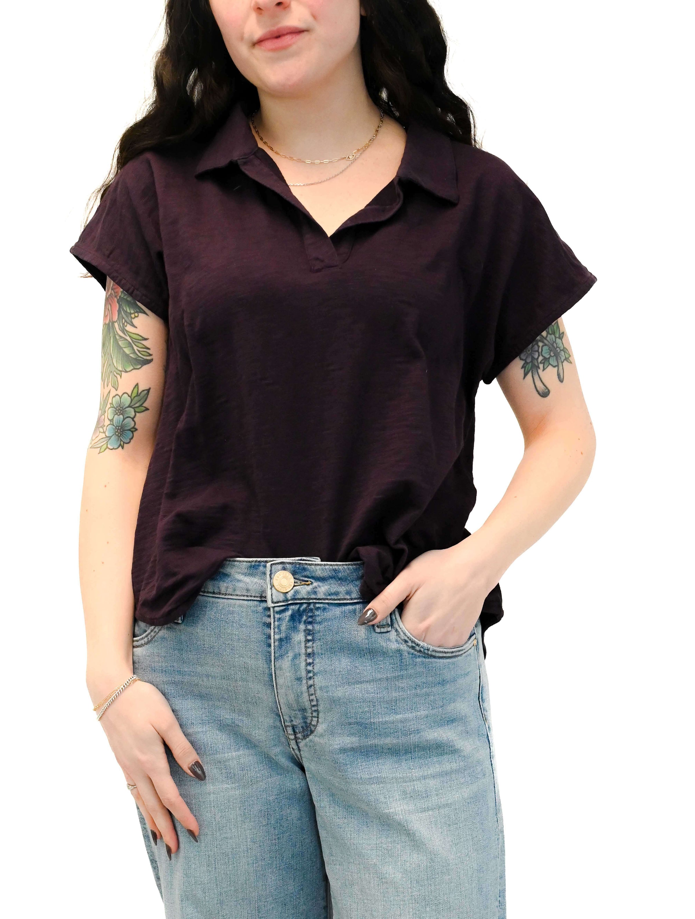 Open Dolman Short Sleeve Polo