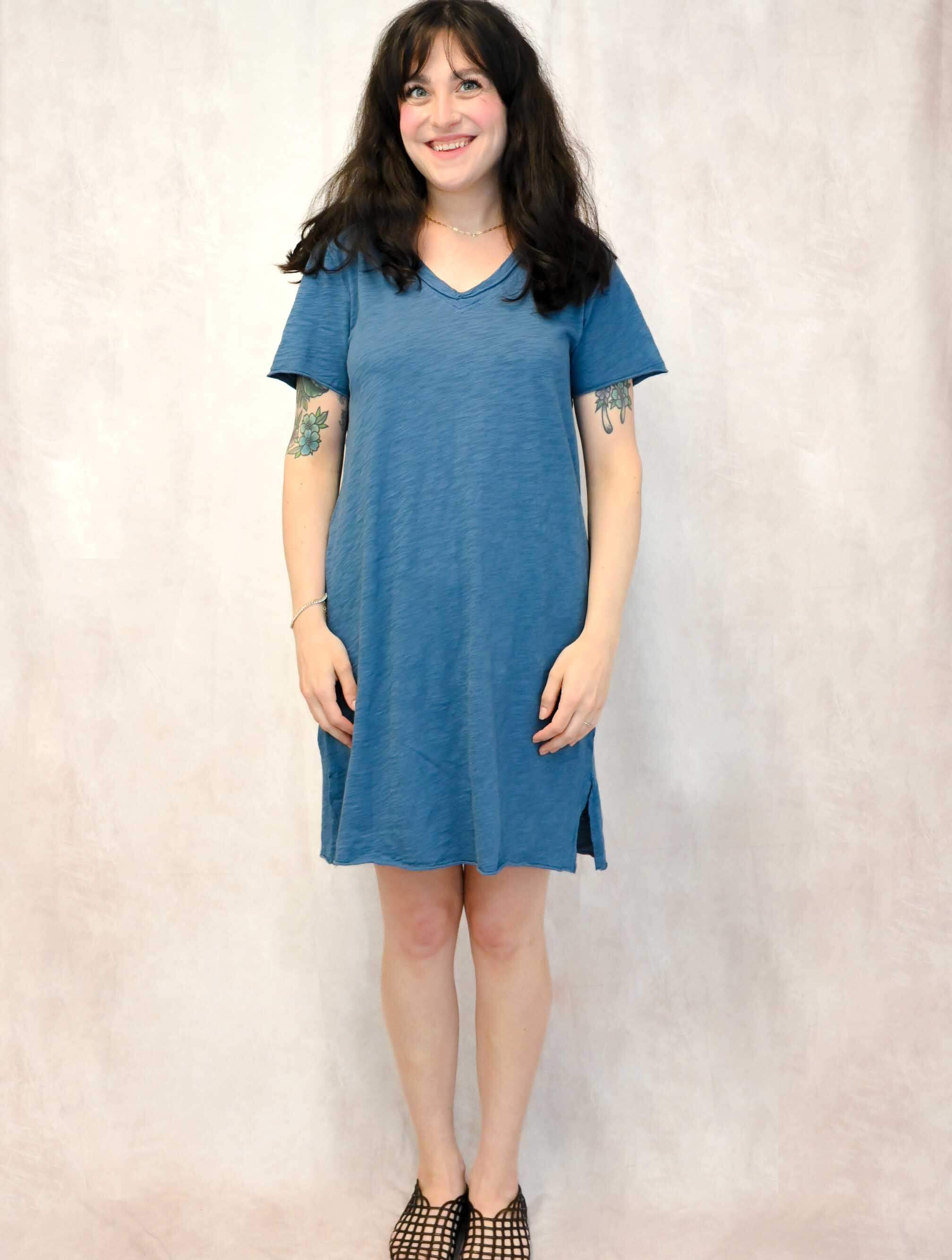 Longer Short Sleeve V-Neck Tee Dress