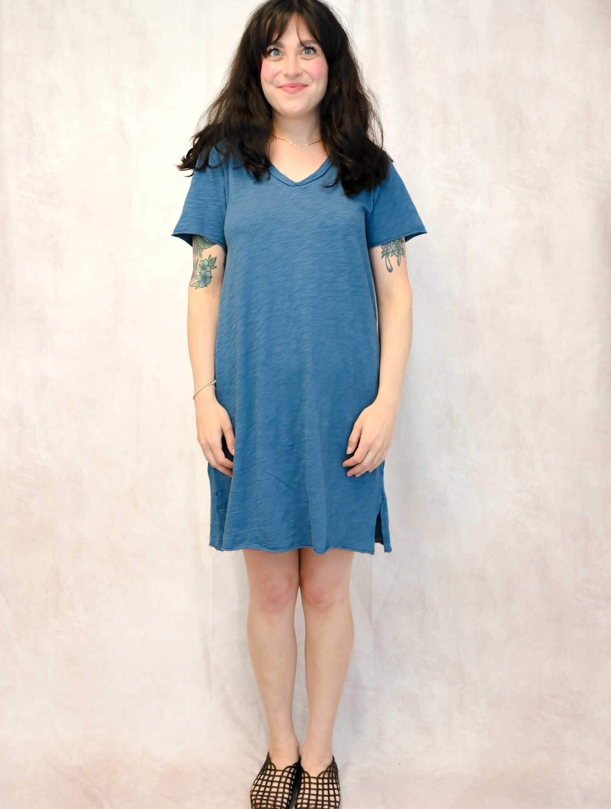 Longer Short Sleeve V-Neck Tee Dress