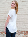 V-Neck Tee W/ Curved Hem in Comfy Cream