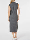 Cap Sleeve Mock Neck Midi Sweater Dress in Dark Heather Charcoal
