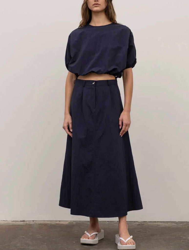 A-Line Midi Skirt in Navy