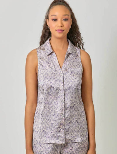 Sleeveless Button Down Top