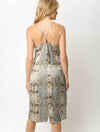 Draped Neck Printed Slip Dress