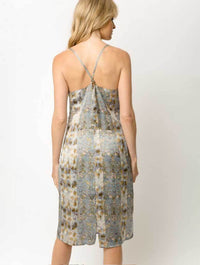Draped Neck Printed Slip Dress