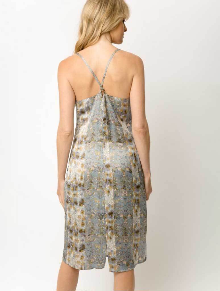 Draped Neck Printed Slip Dress