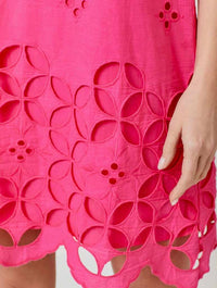 Halter Neck Lace Cutout Dress in Fuchsia