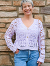 Crochet Button Up Jacket In Lavender
