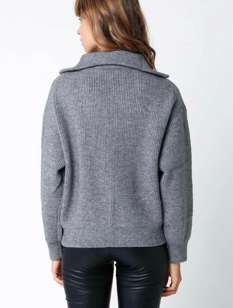 Zip Up Sweater in Heather Grey