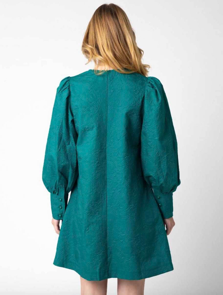 Embossed Long Sleeve Dress in Green
