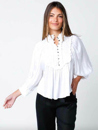3/4 Sleeve Woven Blouse in Ivory