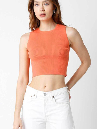 High Neck Sweater Tank in Apricot