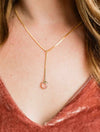 Faceted Pink Chalcedony Stone Y-Drop Necklace in Gold