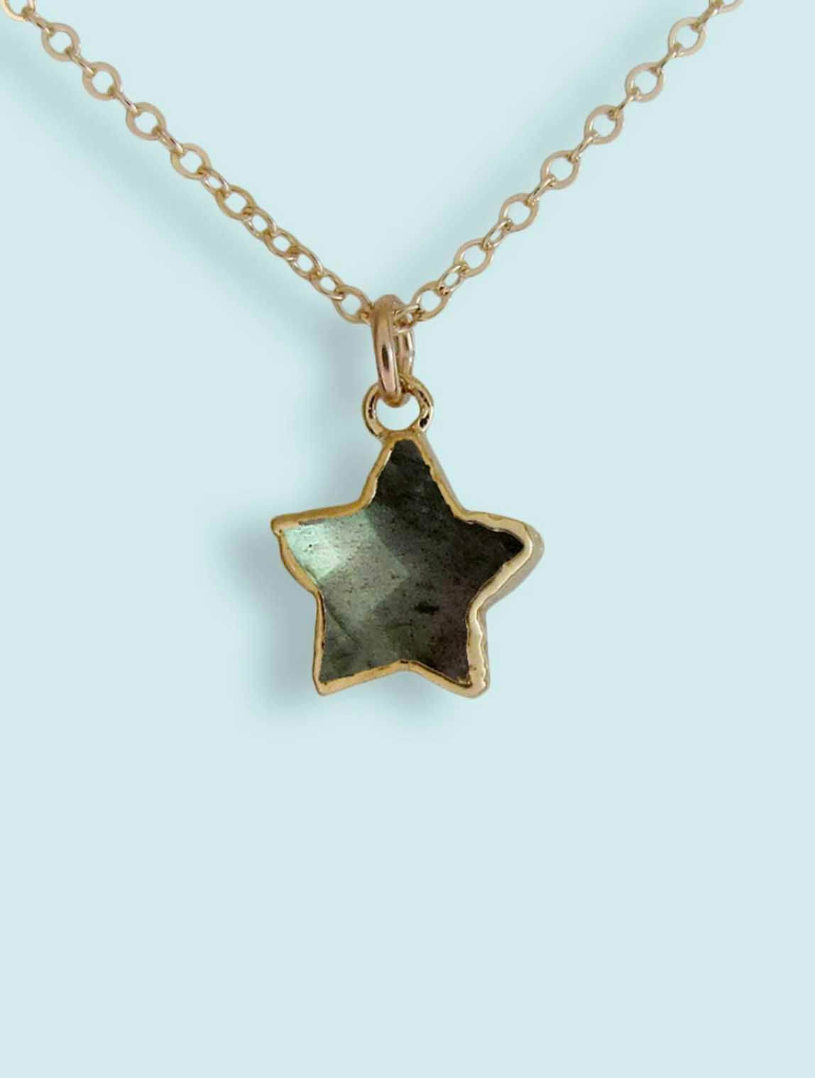 Labradorite Star Stone Necklace in Gold