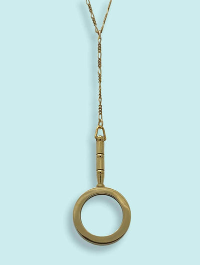 Ornate Magnifying Glass Necklace in Gold