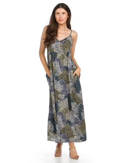 Abstract Cami Maxi Dress With Pockets