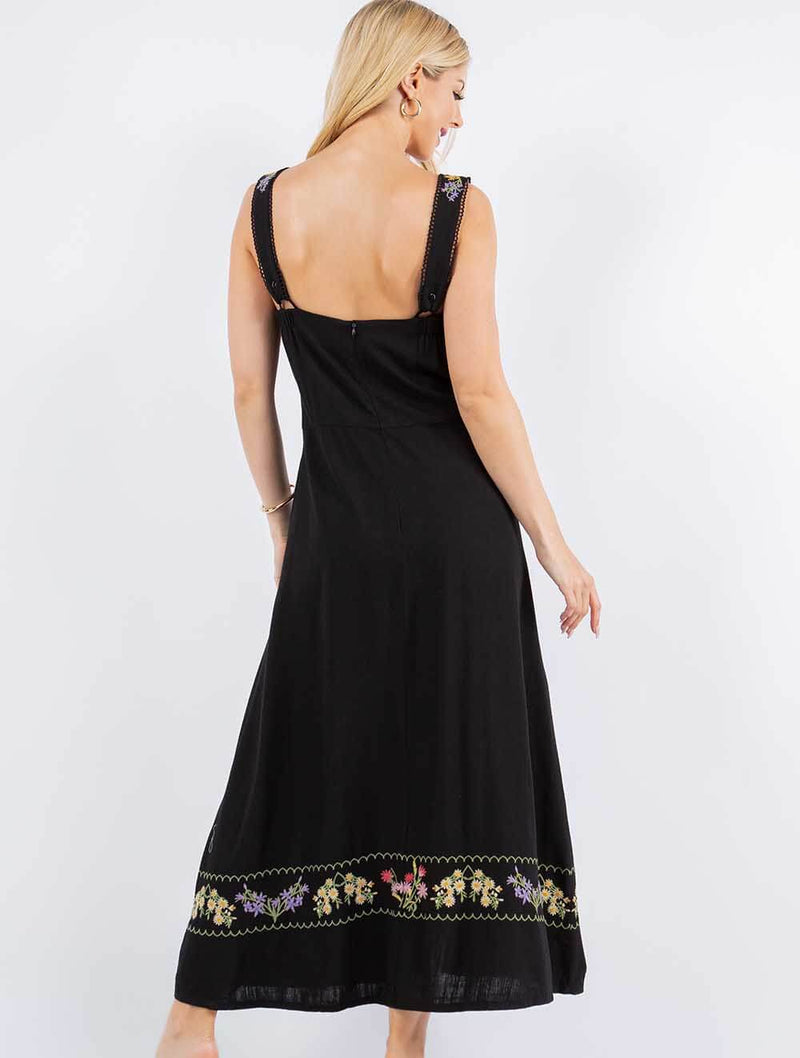Linen Bodice Dress in Black