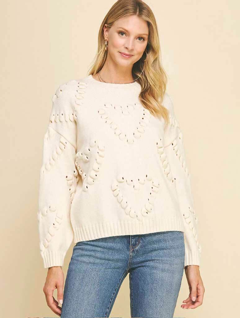 Heart Embroidered Sweater