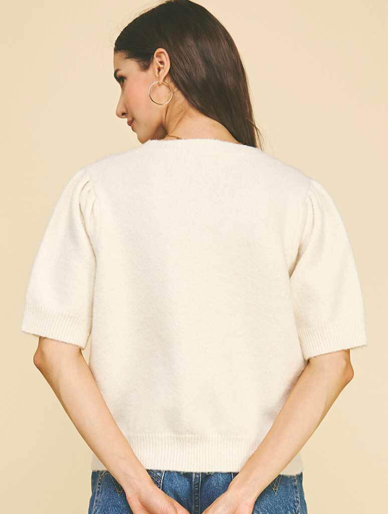 Heart Patterned Knit Sweater