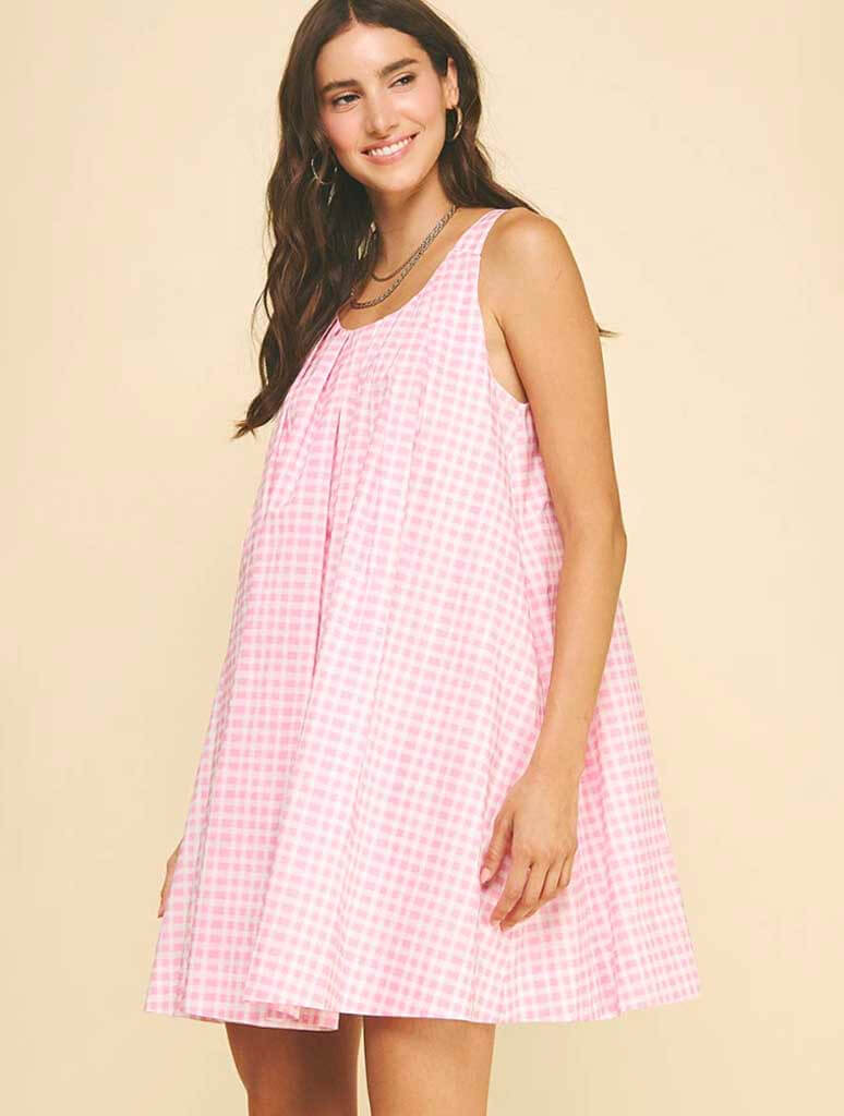 Gingham A-Line Mini Dress