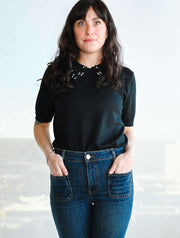 Embellished Collar Knit Sweater