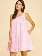 Gingham A-Line Mini Dress