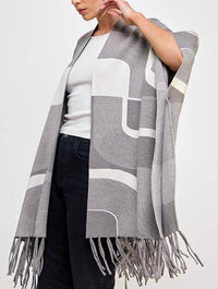 Fine Gauge Geo Fringed Poncho